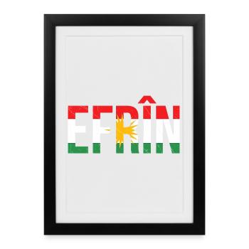 Kurdistan Kurds peace symbol with national flag - Framed poster (27 × 37 cm) - black - Front