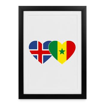 Iceland Senegal Flag Hands Heart Shape - Framed poster (27 × 37 cm) - black - Front