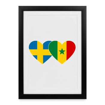 Suède Sénégal Drapeau Coeur - Affiche encadrée (27 × 37 cm) - noir - Devant