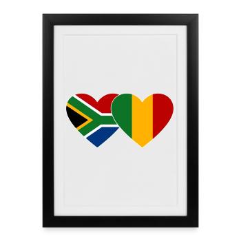 Afrique du Sud Mali Drapeau Coeur - Affiche encadrée (27 × 37 cm) - noir - Devant