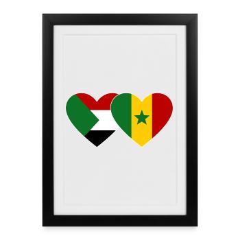 Sudan Senegal Flag Heart - Framed poster (27 × 37 cm) - black - Front