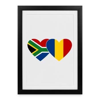 Afrique du Sud Tchad Drapeau Coeur Utilisé - Affiche encadrée (27 × 37 cm) - noir - Devant