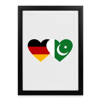 Germany Pakistan Flag Heart - Framed poster (27 × 37 cm) - black - Front