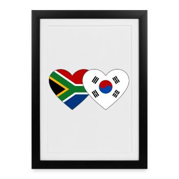 South Africa South Korea Flag Heart - Framed poster (27 × 37 cm) - black - Front