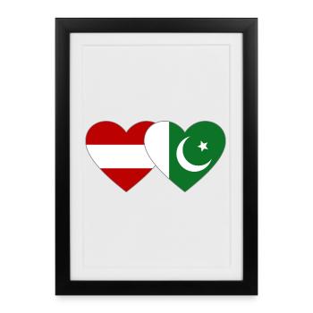 Österreich Pakistan Flagge Herz - Gerahmtes Poster (27 × 37 cm) - Schwarz - Vorne