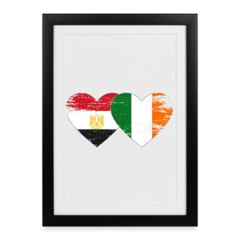 Egypt Ireland Flag Heart Used - Framed poster (27 × 37 cm) - black - Front