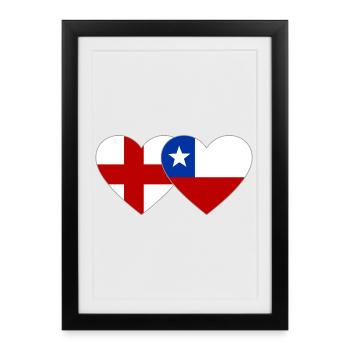 Suède Chili Drapeau Coeur - Affiche encadrée (27 × 37 cm) - noir - Devant