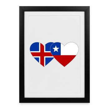 Iceland Chile Flag Heart - Framed poster (27 × 37 cm) - black - Front