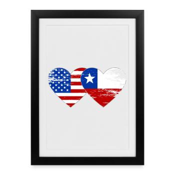 États-Unis Chili Drapeau Coeur - Affiche encadrée (27 × 37 cm) - noir - Devant