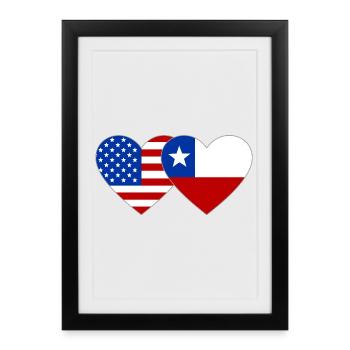 USA Chile Flag Heart - Framed poster (27 × 37 cm) - black - Front