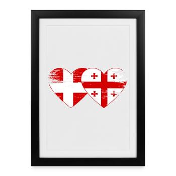 Danemark Géorgie drapeau coeur utilisé - Affiche encadrée (27 × 37 cm) - noir - Devant