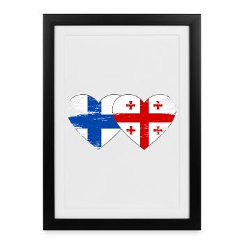 Drapeau de la Finlande Géorgie Utilisé - Affiche encadrée (27 × 37 cm) - noir - Devant