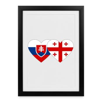 Drapeau de la Slovaquie Géorgie - Affiche encadrée (27 × 37 cm) - noir - Devant