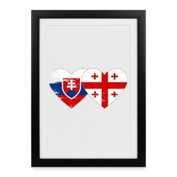 Cœur du drapeau de la Slovaquie Géorgie utilisé - Affiche encadrée (27 × 37 cm) - noir - Devant