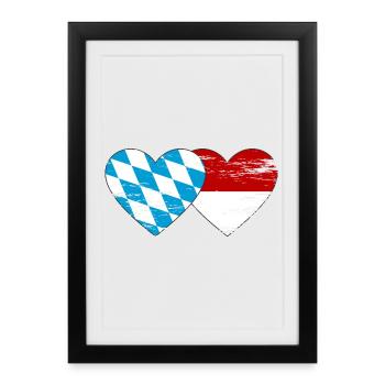Cœur du drapeau Bavière Indonésie utilisé - Affiche encadrée (27 × 37 cm) - noir - Devant
