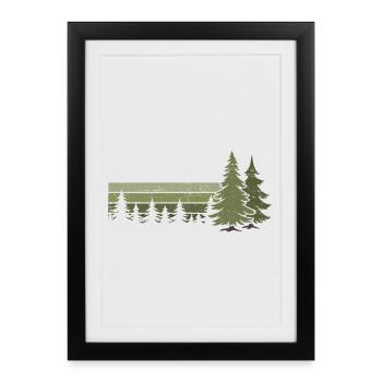 Forêt Arbres Nature Nature Amoureux Nature Conifère - Affiche encadrée (27 × 37 cm) - noir - Devant
