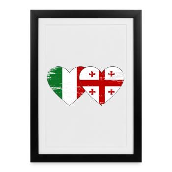 Italy Georgia Heart Flag used - Framed poster (27 × 37 cm) - black - Front