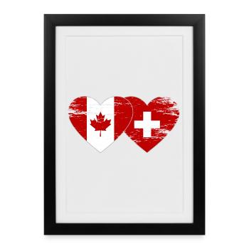 Cœur du drapeau Canada Suisse utilisé - Affiche encadrée (27 × 37 cm) - noir - Devant