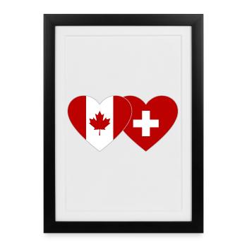 Canada Suisse Drapeau Coeur - Affiche encadrée (27 × 37 cm) - noir - Devant