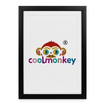 Logo de singe coloré ludique - Affiche encadrée (27 × 37 cm) - noir - Devant