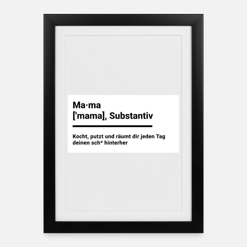 Maman comme le t-shirt drôle de Duden en cadeau - Affiche encadrée (27 × 37 cm) - noir
