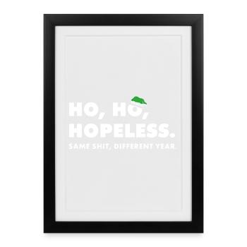 Ho ho désespéré : Expression anti-Noël - Affiche encadrée (27 × 37 cm) - noir - Devant