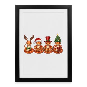 Lumières de Noël Serpent des Blés - Affiche encadrée (27 × 37 cm) - noir - Devant