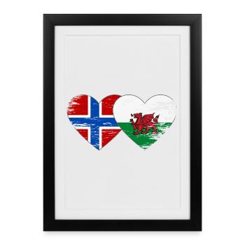 Cœur du drapeau norvégien du pays de Galles utilisé - Affiche encadrée (27 × 37 cm) - noir - Devant