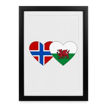 Cœur du drapeau du Pays de Galles de Norvège - Affiche encadrée (27 × 37 cm) - noir - Devant