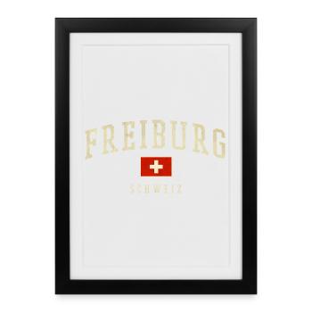 Emblème Fribourg-Suisse - Affiche encadrée (27 × 37 cm) - noir - Devant