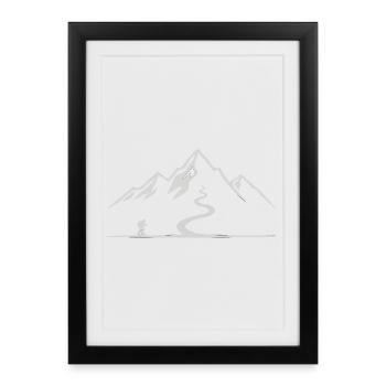 Hiking Mountains Trekking Hikers Outdoor Nature Forest - Framed poster (27 × 37 cm) - black - Front