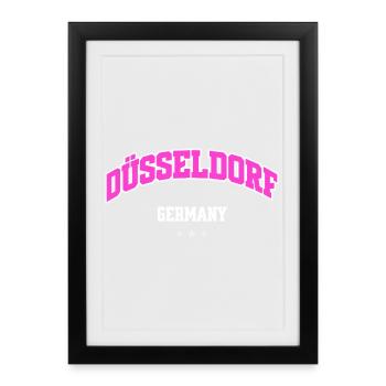 Düsseldorf City Flair Pink Arc - Gerahmtes Poster (27 × 37 cm) - Schwarz - Vorne