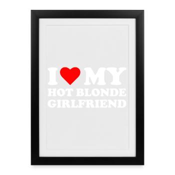 J’aime ma copine blonde - Affiche encadrée (27 × 37 cm) - noir - Devant