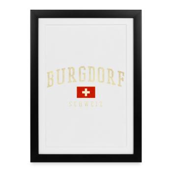 Emblème vintage Burgdorf Suisse - Affiche encadrée (27 × 37 cm) - noir - Devant