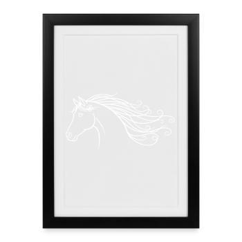 Minimalist Silhouette Riding Horse - Framed poster (27 × 37 cm) - black - Front