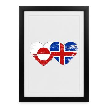 Cœur du drapeau du Groenland Islandade utilisé - Affiche encadrée (27 × 37 cm) - noir - Devant