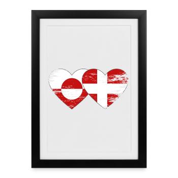 Greenland Denmark flag heart used - Framed poster (27 × 37 cm) - black - Front