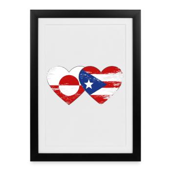 Groenland_Costa_Rica_Flagge_Herz_used - Affiche encadrée (27 × 37 cm) - noir - Devant