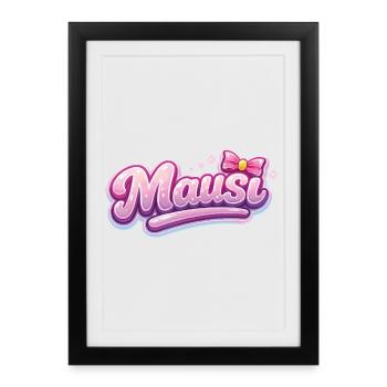 Logo rose Mäusi avec nœud - Affiche encadrée (27 × 37 cm) - noir - Devant