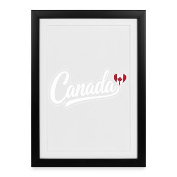 Canada Script with Maple Leaf Heart Fan Patriotic - Framed poster (27 × 37 cm) - black - Front