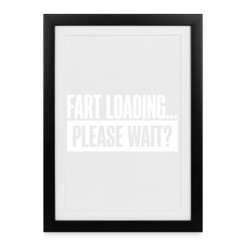 Chargement de pets s’il vous plaît attendez pet drôle - Affiche encadrée (27 × 37 cm) - noir - Devant