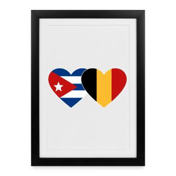 Cœur du drapeau de Cuba Belgique - Affiche encadrée (27 × 37 cm) - noir - Devant