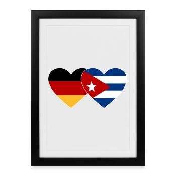 Germany Cuba Flag Heart - Framed poster (27 × 37 cm) - black - Front