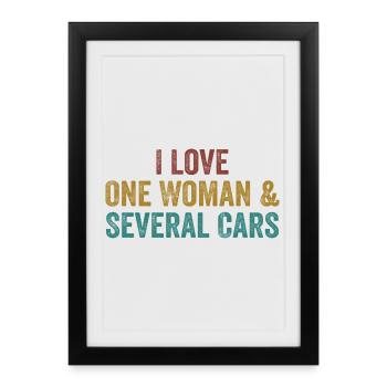 A Woman and Many Cars: Auto Humor - Framed poster (27 × 37 cm) - black - Front