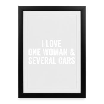 A Woman and Many Cars: Auto Humor - Framed poster (27 × 37 cm) - black - Front