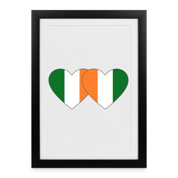 Irland_Elfenbeinkueste_Flagge_Herz - Affiche encadrée (27 × 37 cm) - noir - Devant