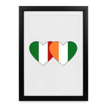 Italien Elfenbeinküste Flagge Herz - Gerahmtes Poster (27 × 37 cm) - Schwarz - Vorne
