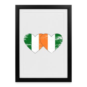 Irland_Elfenbeinkueste_Flagge_Herz_used - Affiche encadrée (27 × 37 cm) - noir - Devant