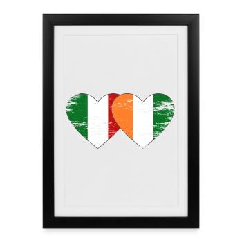 Drapeau Italien de Côte d’Ivoire Cœur utilisé - Affiche encadrée (27 × 37 cm) - noir - Devant
