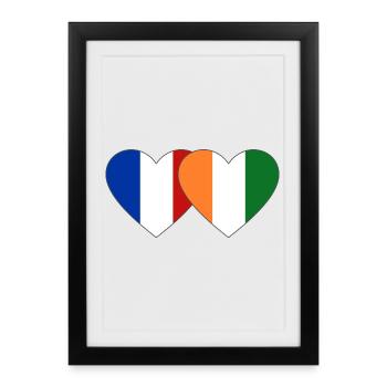 Cœur du drapeau de la France Côte d’Ivoire - Affiche encadrée (27 × 37 cm) - noir - Devant